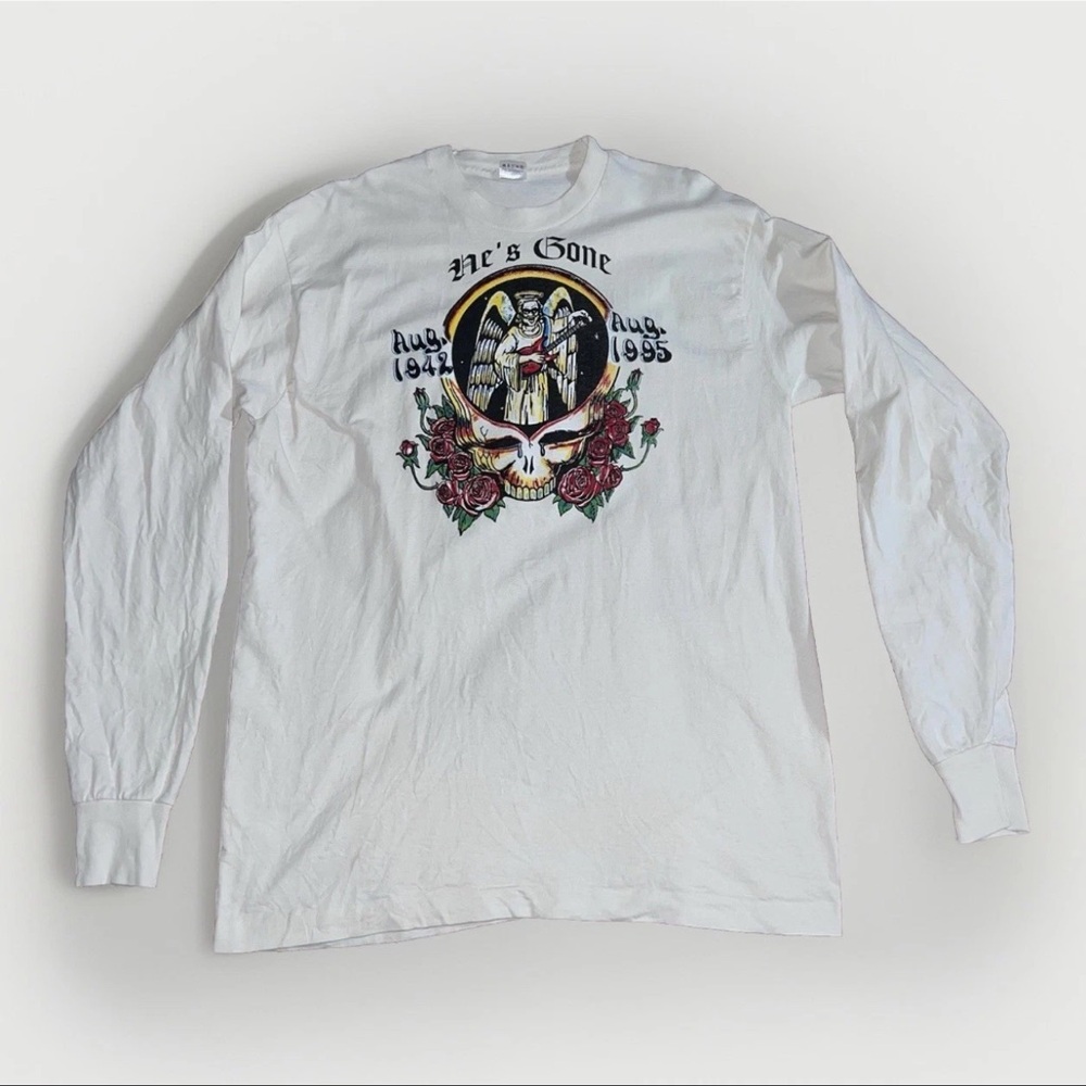 VTG 1995 GRATEFUL DEAD LS Jerry Garcia Skull Roses Shirt Fruit Of Loom Sz XL